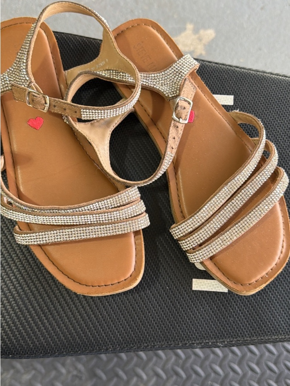 Steve Madden Gold Rhinestone Strap Girls' Sandals